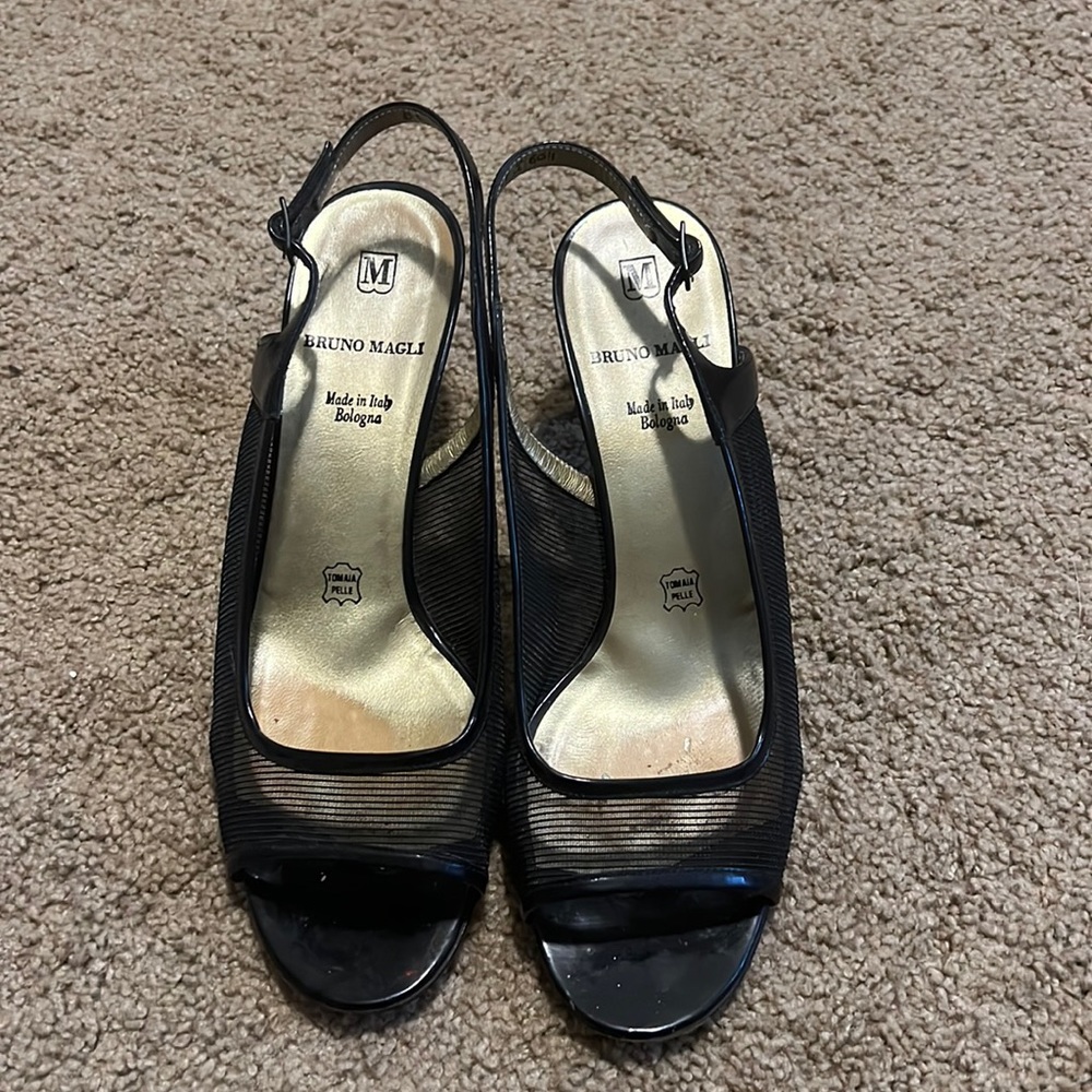 Bruno Magli designer black mesh sandal